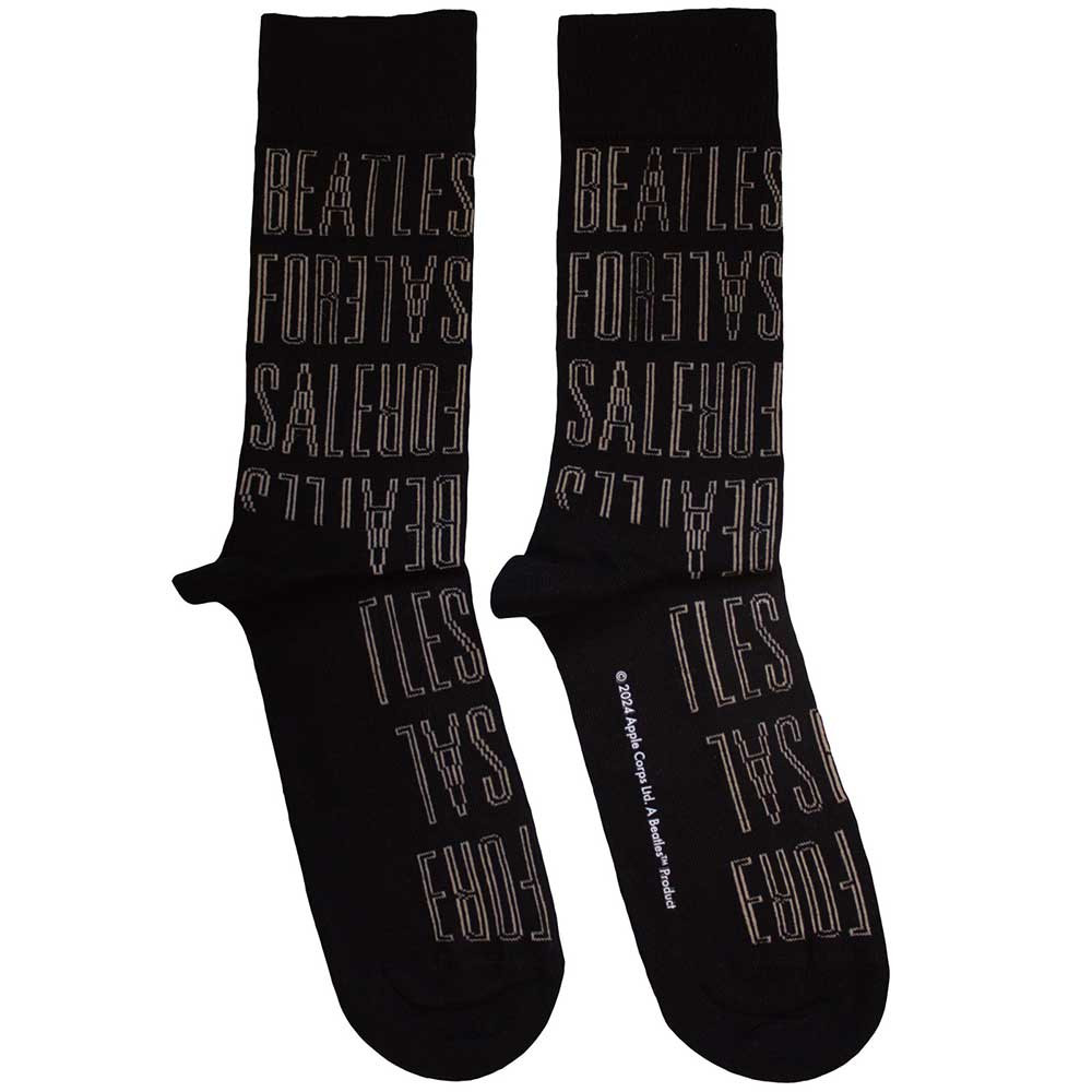 The Beatles 'For Sale Text Outlines Repeat' (Black) Socks (One Size = UK 7-11)