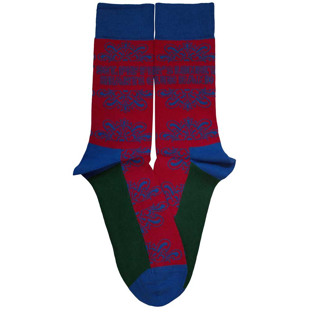 The Beatles 'Sgt Pepper Text Outlines' (Red) Socks (One Size = UK 7-11)