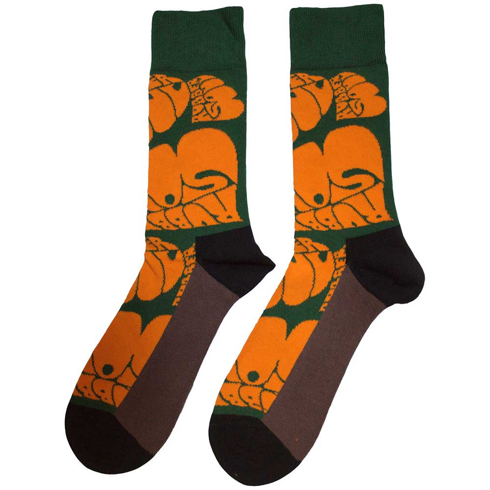 The Beatles 'Rubber Soul Text Repeat' (Green) Socks (One Size = UK 7-11)