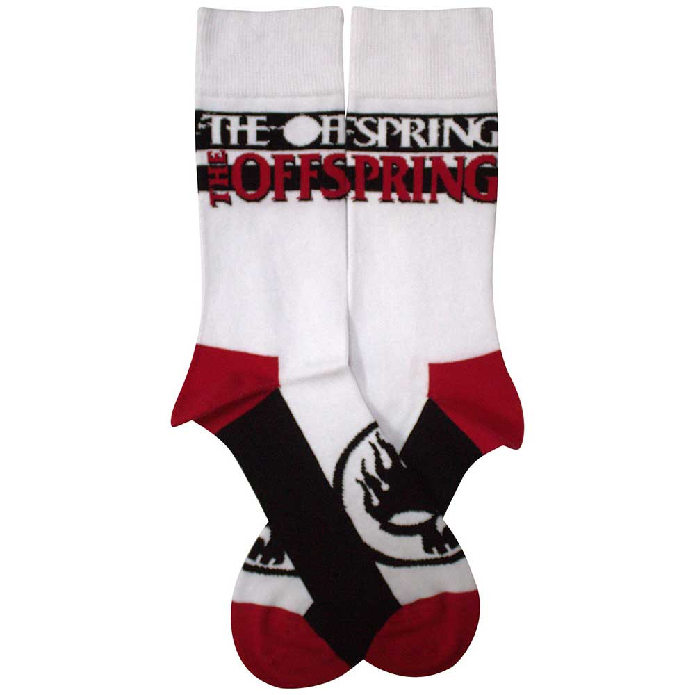 The Offspring 'Flaming Skull Logo' (White) Socks (One Size = UK 7-11)