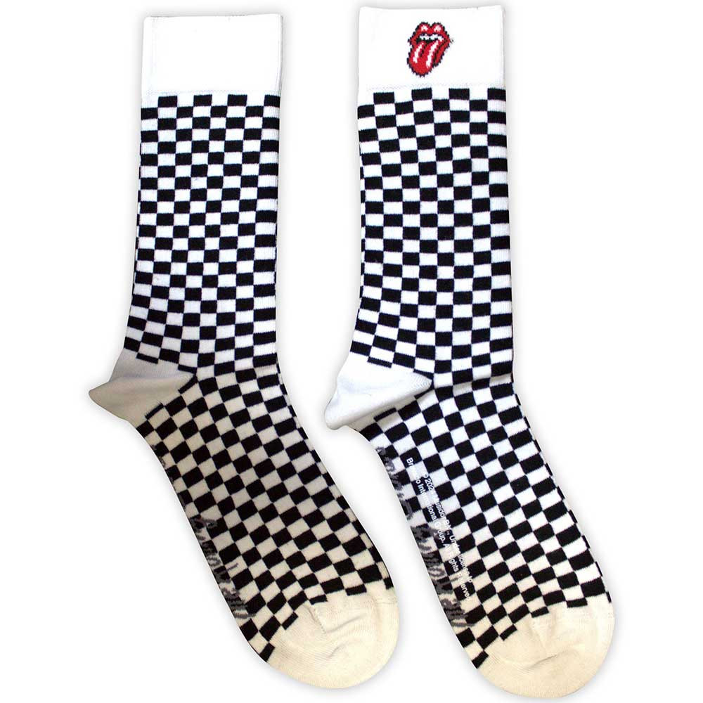 The Rolling Stones 'Check' (White) Socks (One Size = UK 7-11)