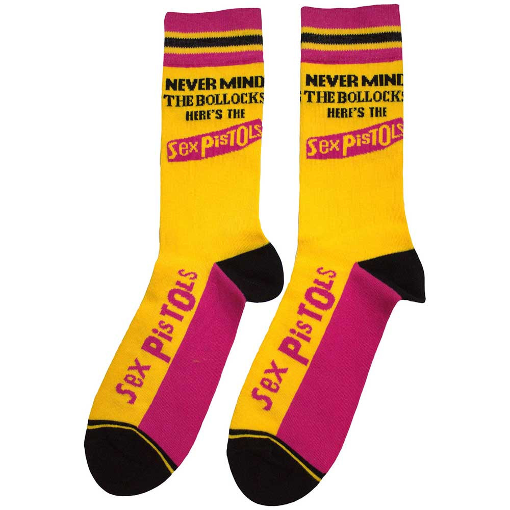 Sex Pistols 'Never Mind The Bollocks Stripes' (Yellow) Socks (One Size = UK 7-11)