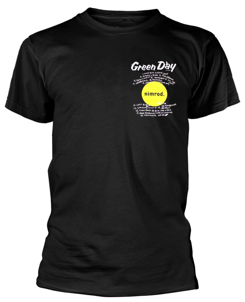 Green Day 'Nimrod Pocket Mugshots' (Black) T-Shirt Front