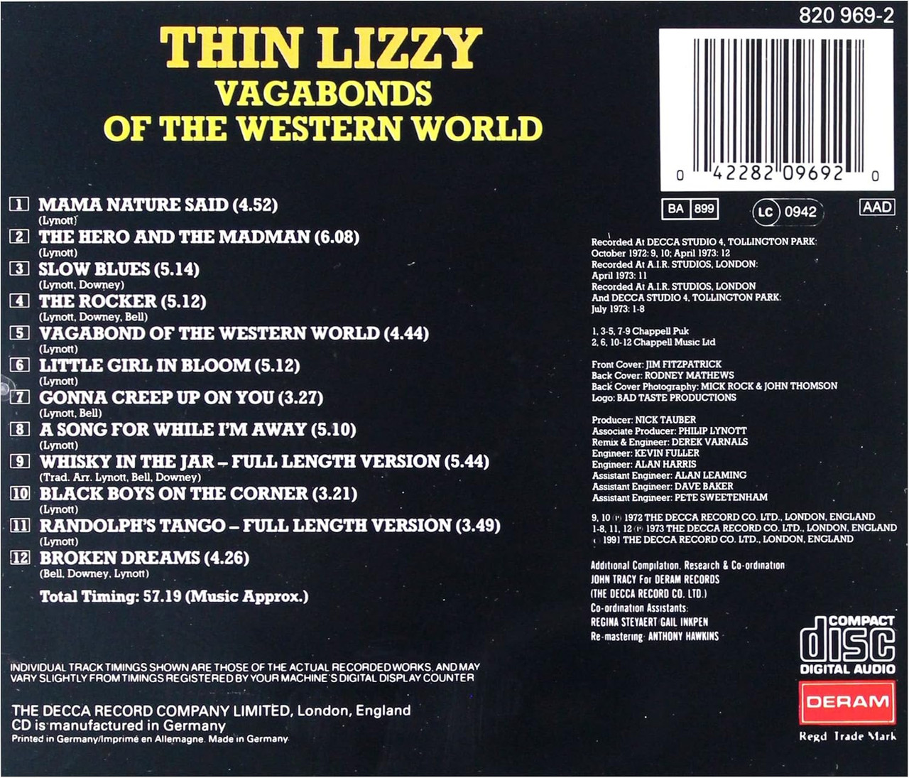 Thin Lizzy 'Vagabonds Of The Western World' CD Jewel Case