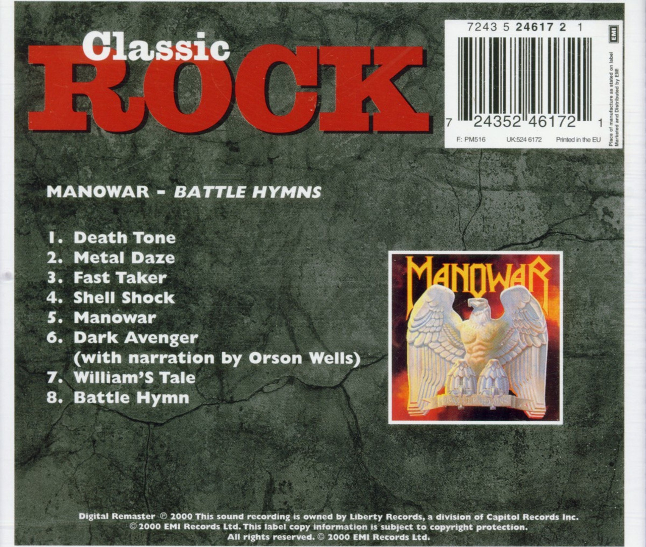 Manowar 'Battle Hymns' CD Jewel Case