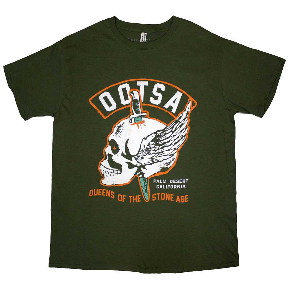 Queens Of The Stone Age 'Winged Skull' (Green) T-Shirt