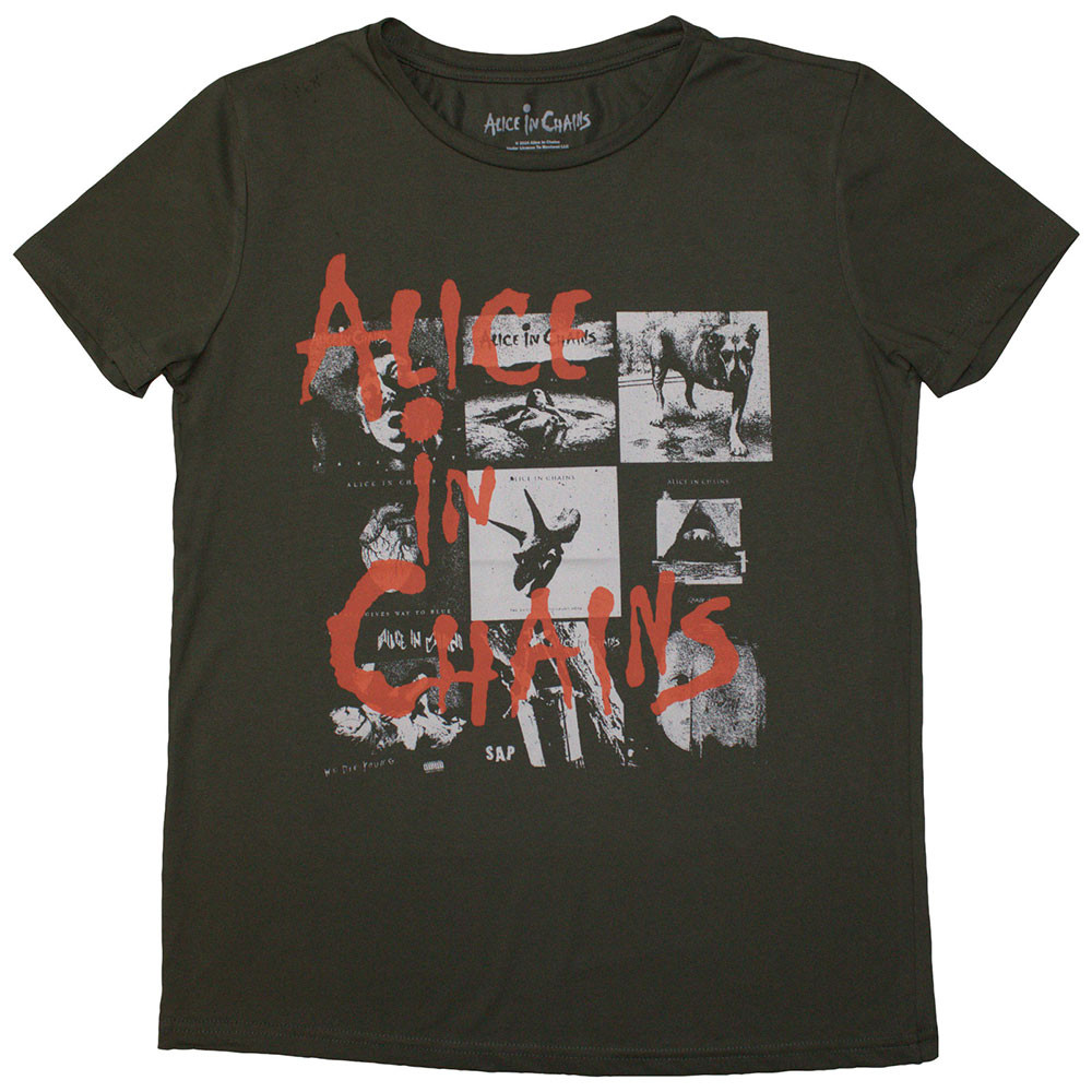 Alice In Chains 'Albums Montage' (Green) Womens Fitted T-Shirt