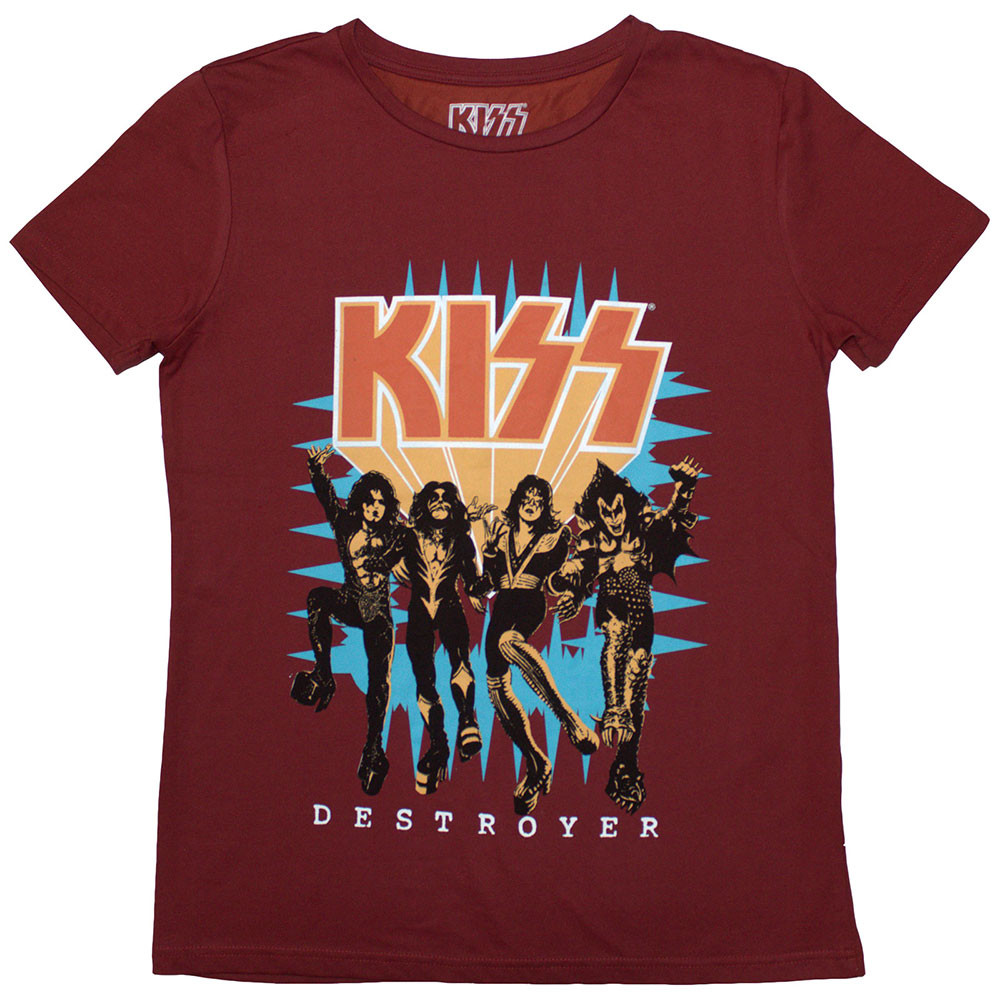 KISS 'Destroyer 3D Logo' (Red) Womens Fitted T-Shirt