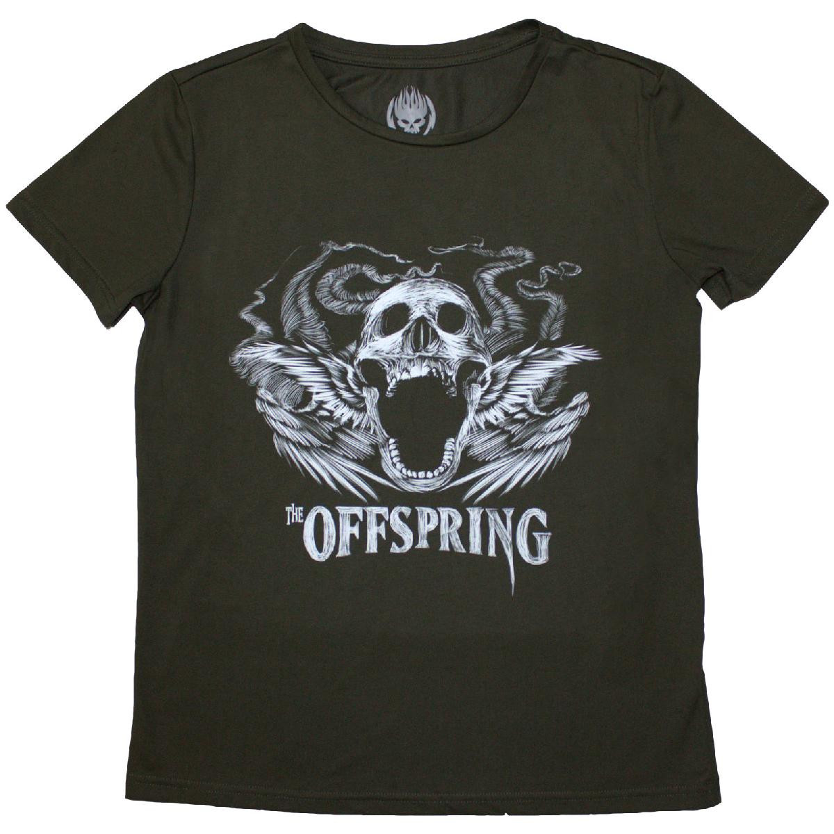 The Offspring 'Feathered Winged Skull' (Green) Womens Fitted T-Shirt