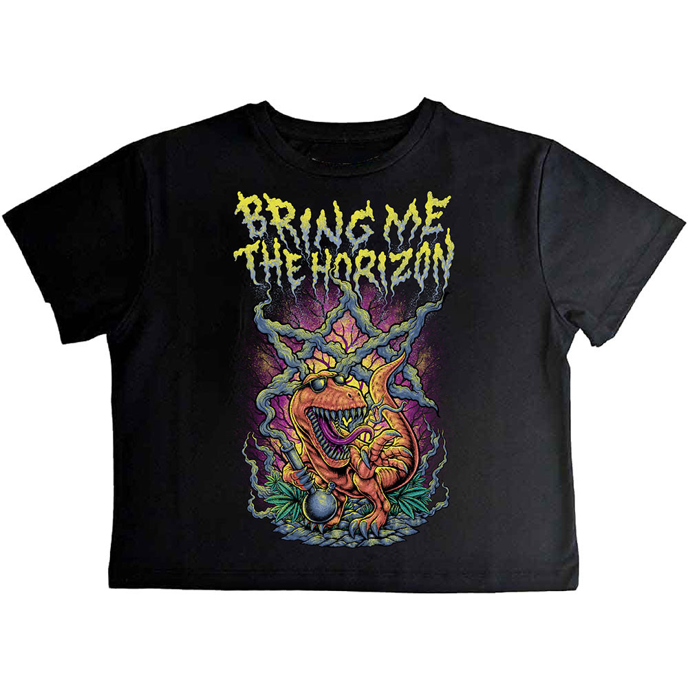 Bring Me The Horizon 'Smoking Dinosaur' (Black) Womens Crop Top