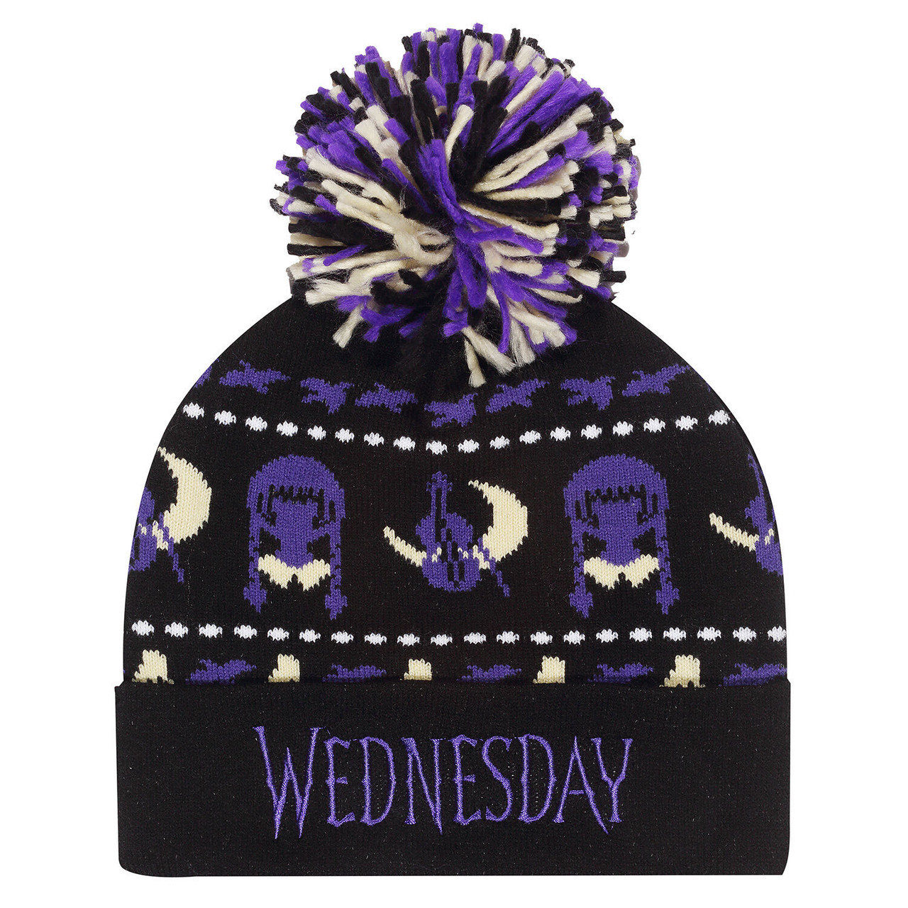 Wednesday 'Ski' (Black) Bobble Beanie Hat
