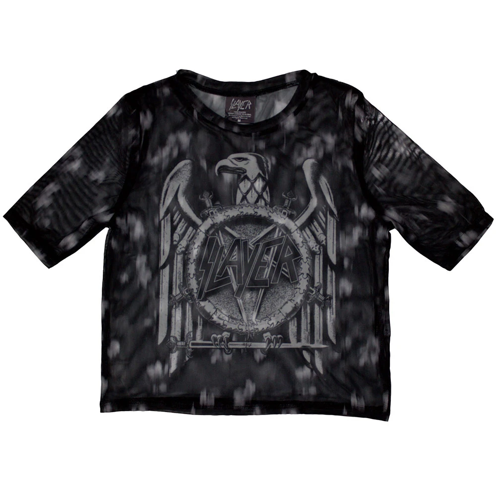 Slayer 'Mono Eagle' (Black) Womens Mesh Crop Top