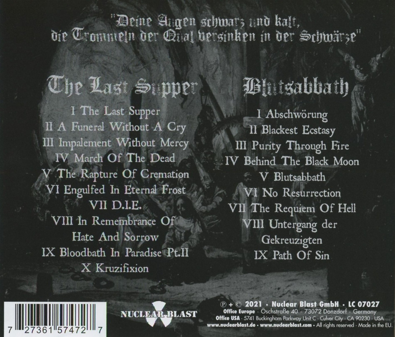 Belphegor 'The Last Supper / Blutsabbath' CD BACK