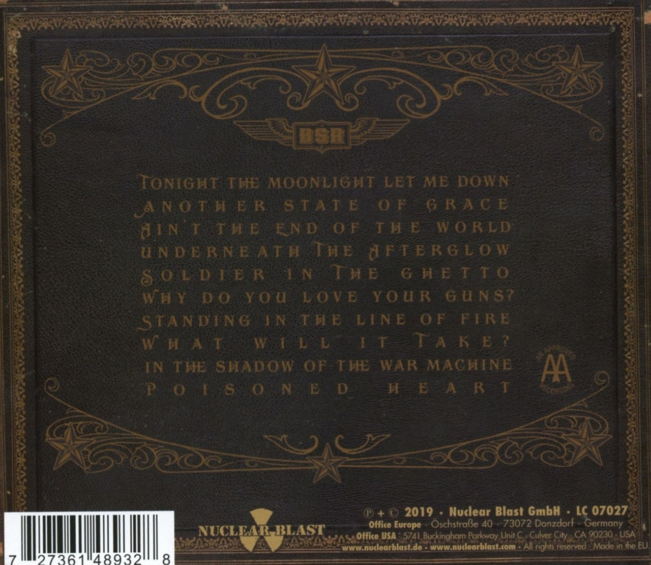 Black Star Riders 'Another State of Grace' CD BACK
