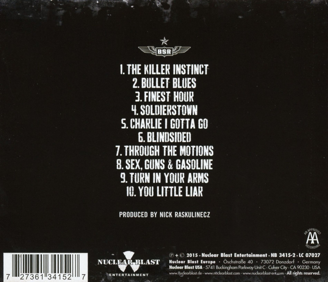 Black Star Riders 'The Killer Instinct' CD Digipack BACK