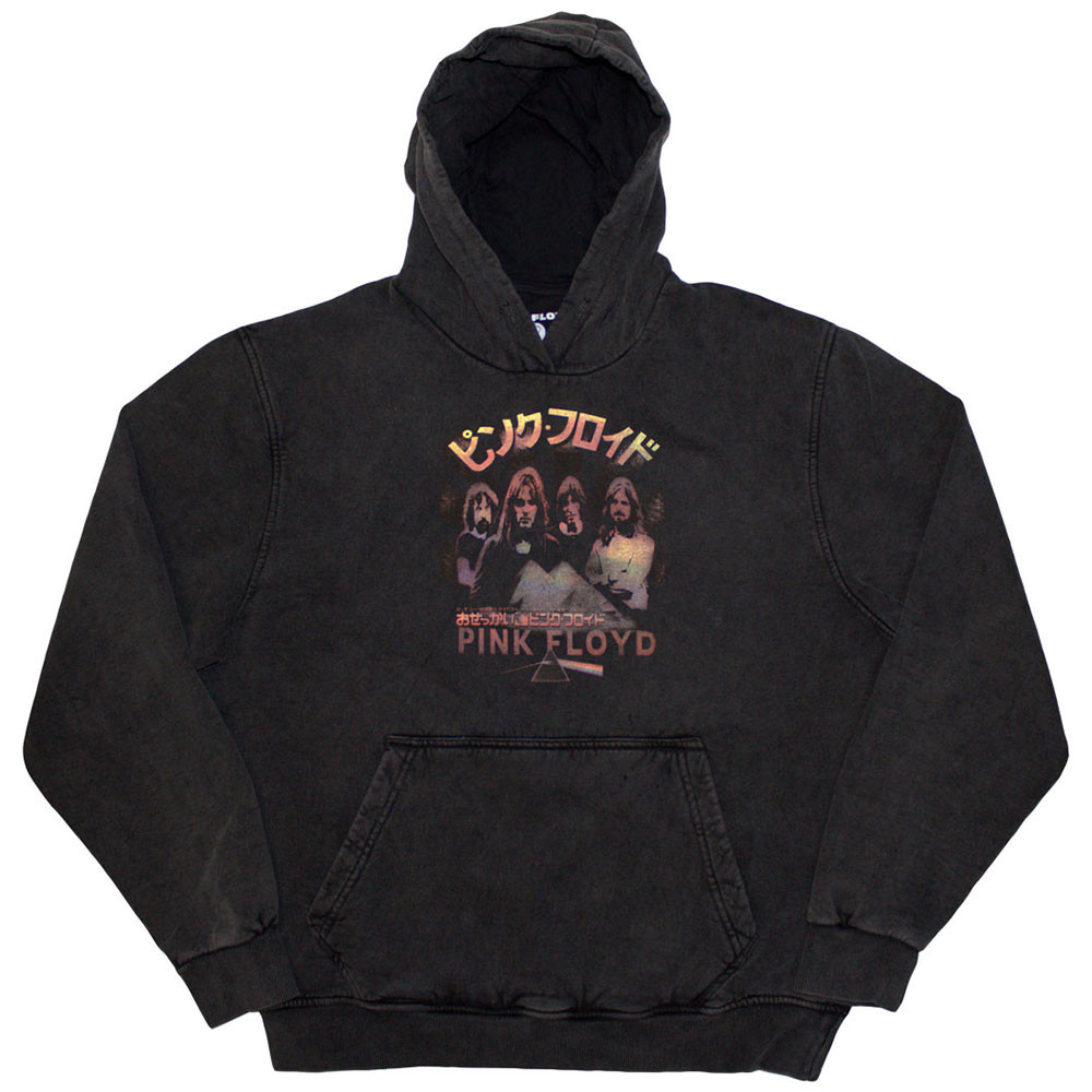 Pink Floyd 'Japan Poster' (Grey Wash) Pull Over Hoodie