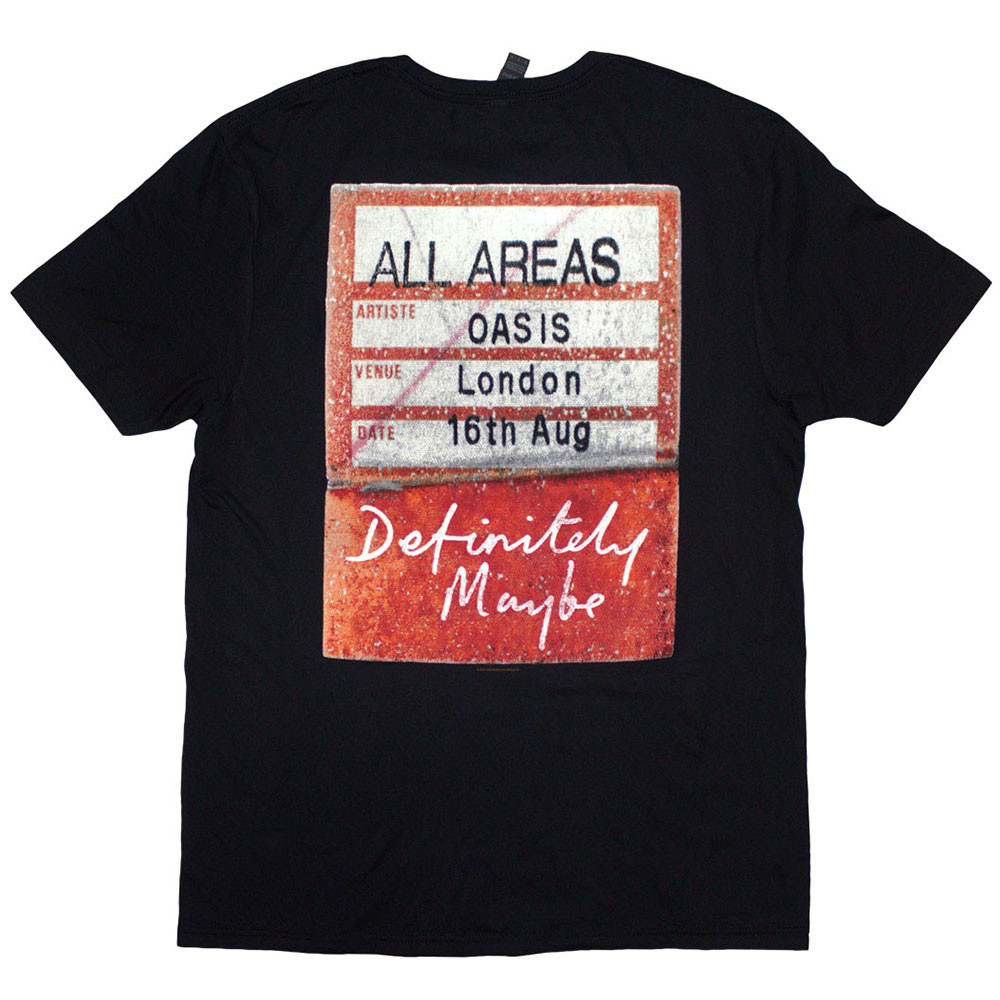 Oasis 'Definitely Maybe AAA Pass' (Black) T-Shirt BACK