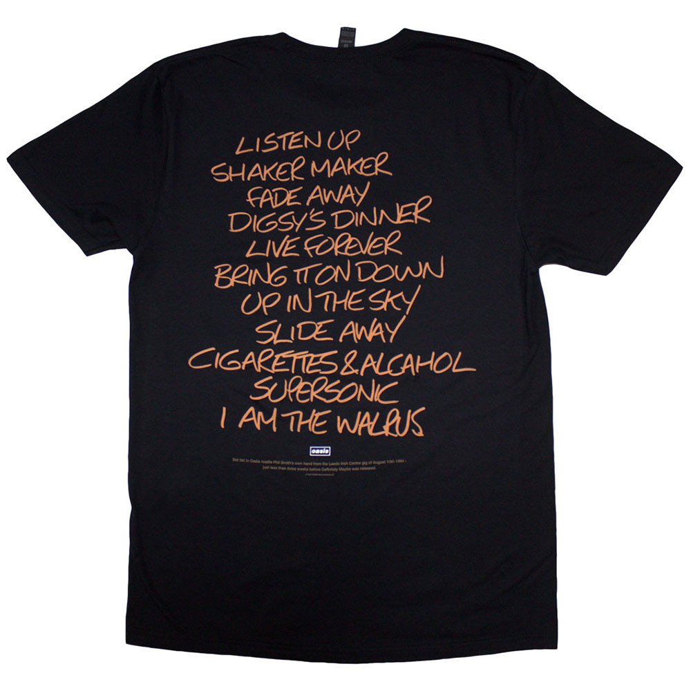 Oasis 'Definitely Maybe AAA Setlist' (Black) T-Shirt BACK