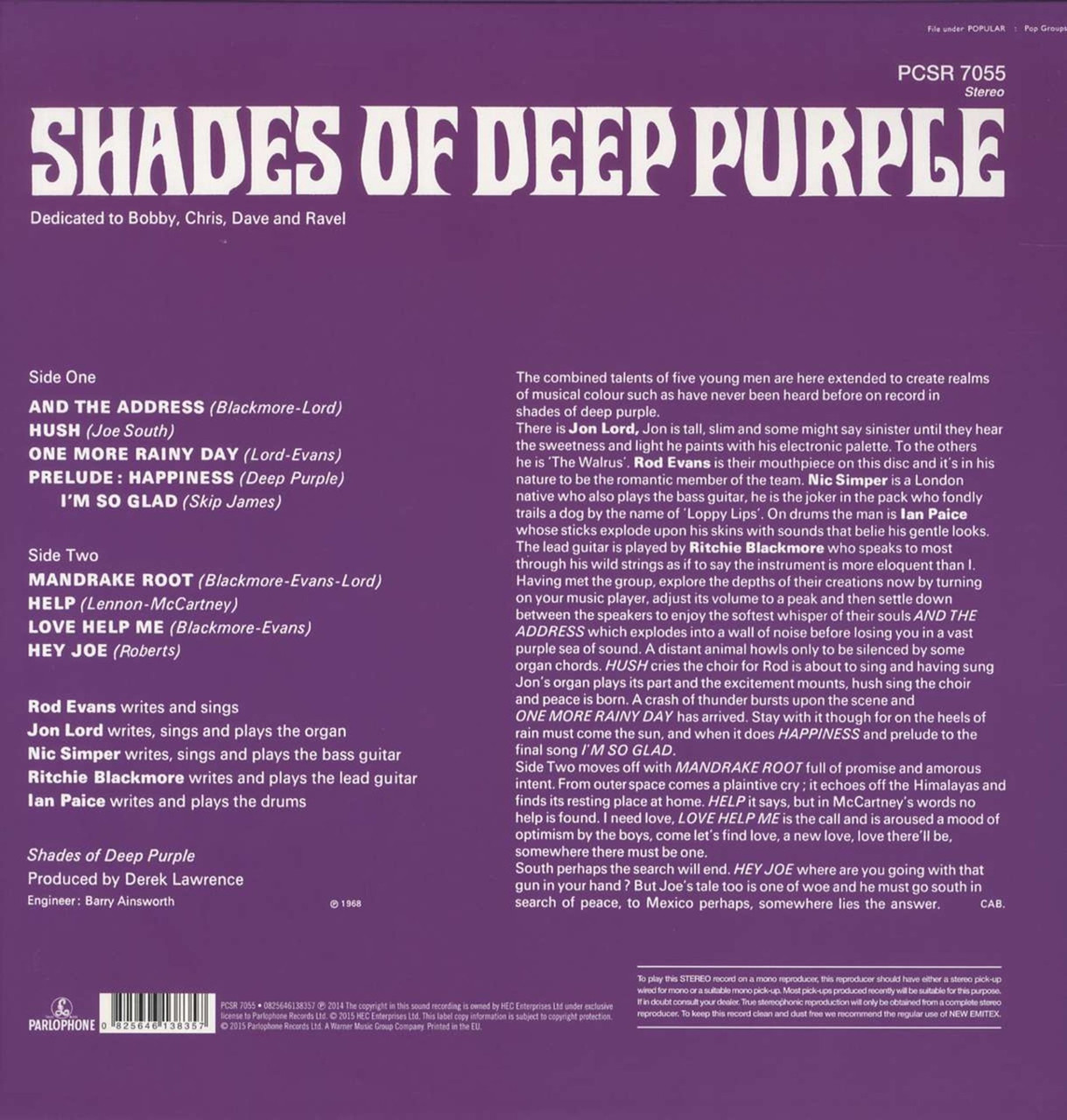 Deep Purple 'Shades Of Deep Purple' (Remastered) LP 180g Black Vinyl