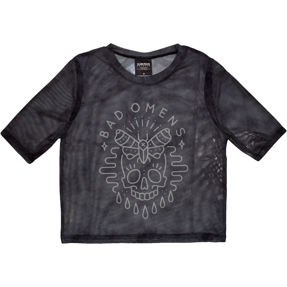 Bad Omens 'Moth Skull' (Grey) Womens Crop Top