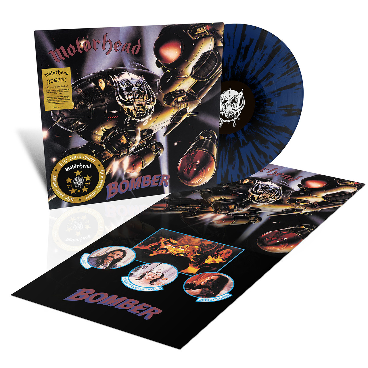 Motorhead 'Bomber' (50th Anniversary) LP Dark Blue Splatter Vinyl + poster