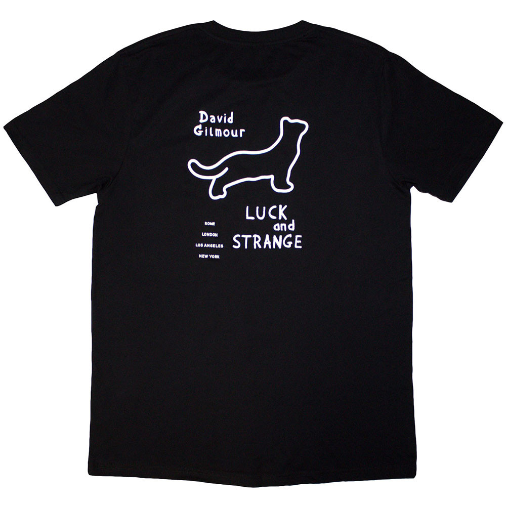 David Gilmour 'Luck & Strange Black Cat Strat' (Black) T-Shirt BACK