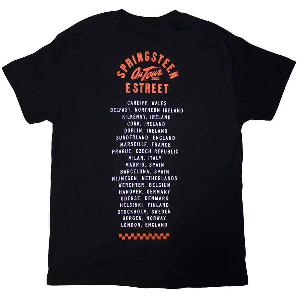 Bruce Springsteen 'Tour '24 Wheel' (Black) T-Shirt BACK