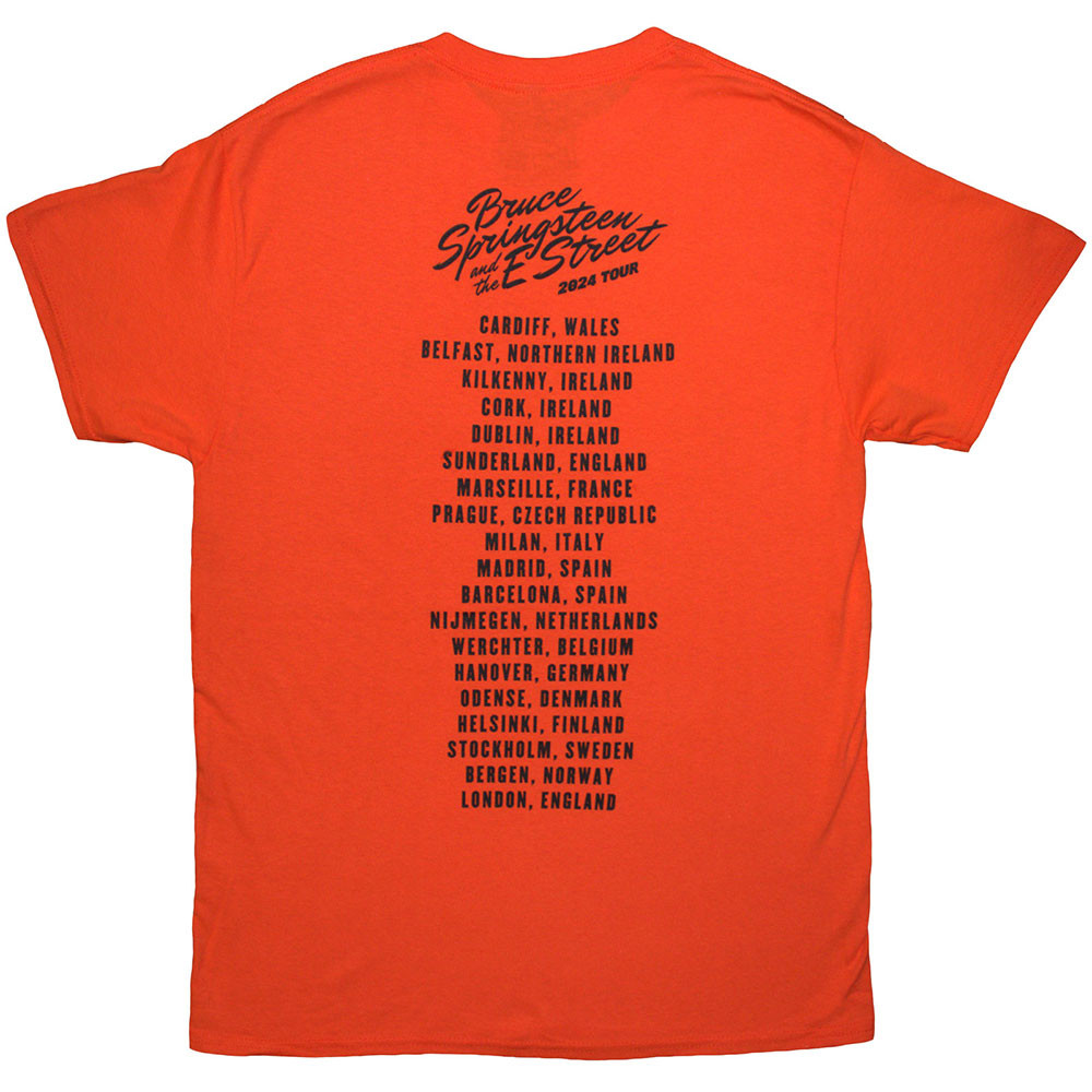 Bruce Springsteen 'Tour '24 River Font' (Orange) T-Shirt BACK