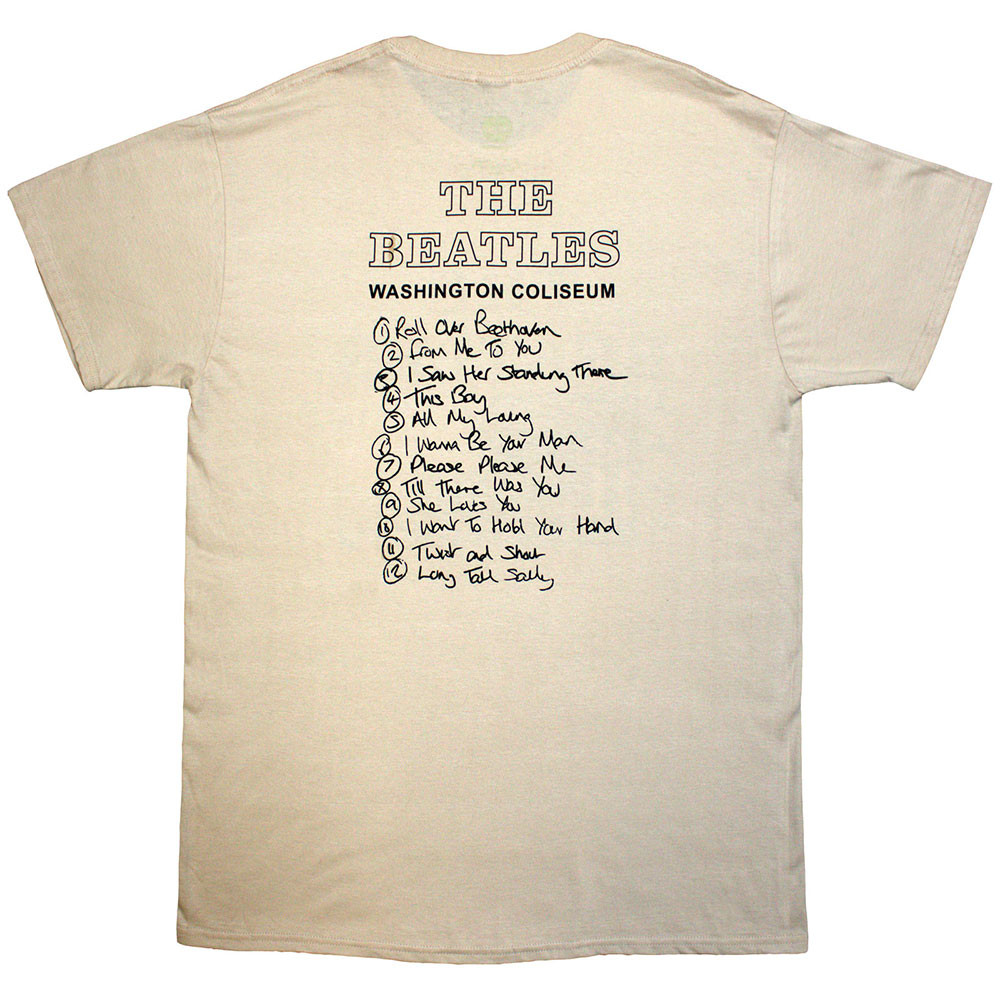 The Beatles 'Washington '64 Promo & Setlist' (Sand) T-Shirt BACK