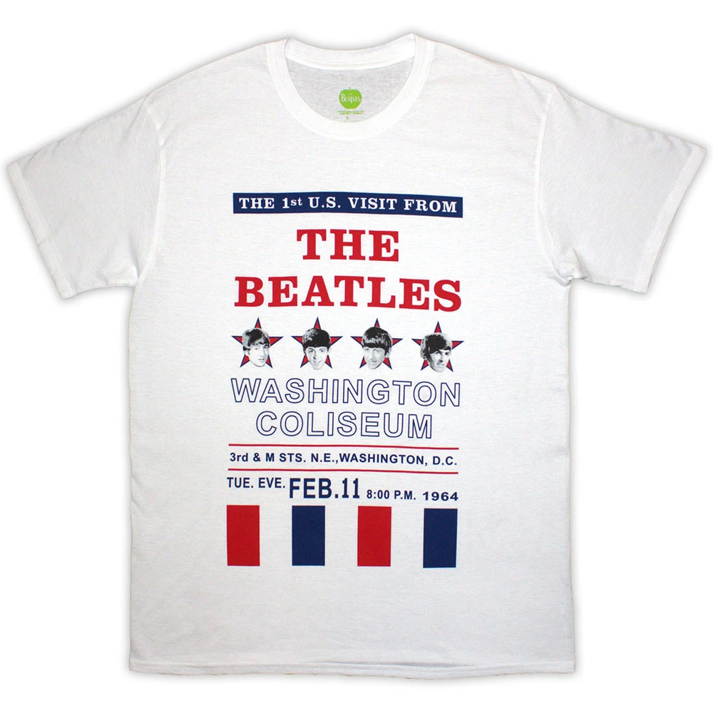The Beatles 'Washington '64 Stars & Stripes' (White) T-Shirt
