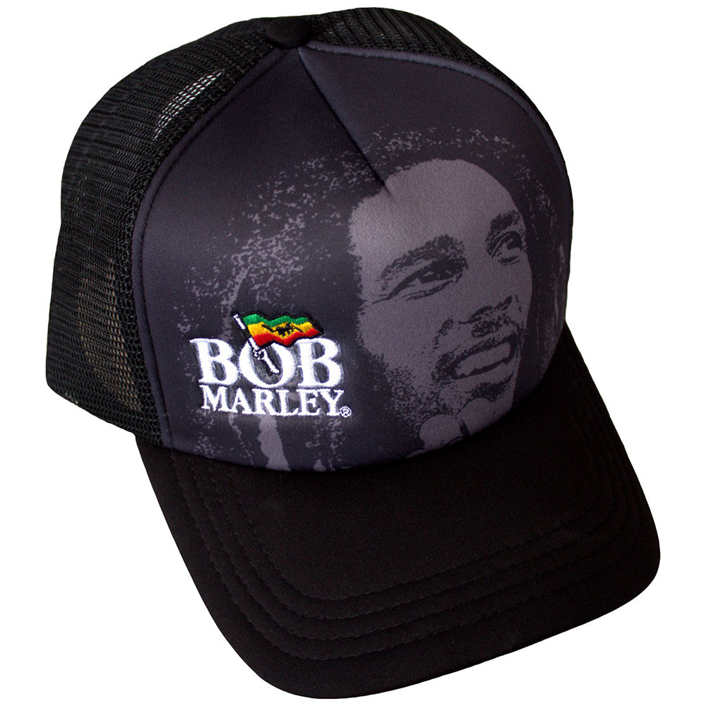 Bob Marley 'Logo & Face' (Black) Trucker Cap