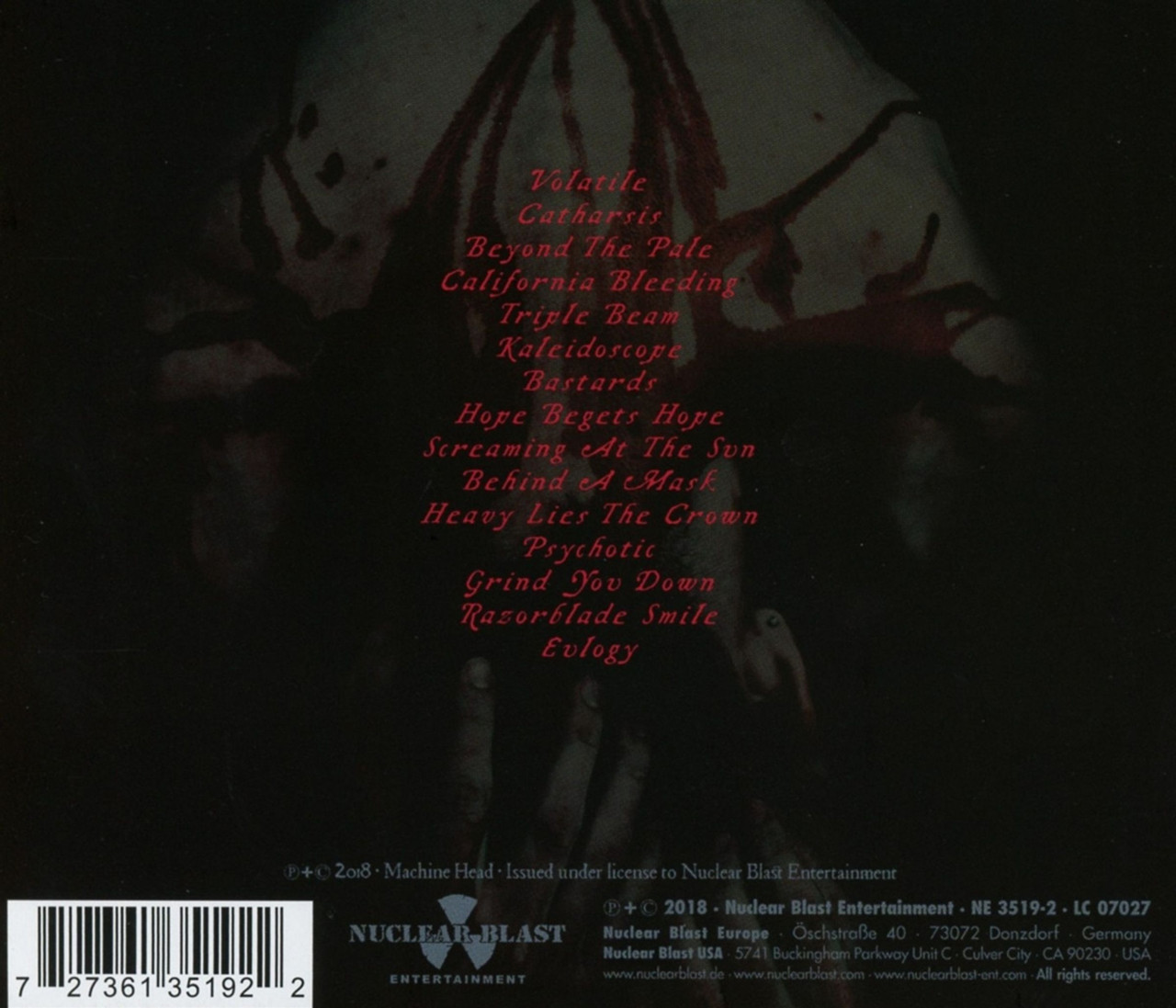 Machine Head 'Catharsis' CD Jewel Case