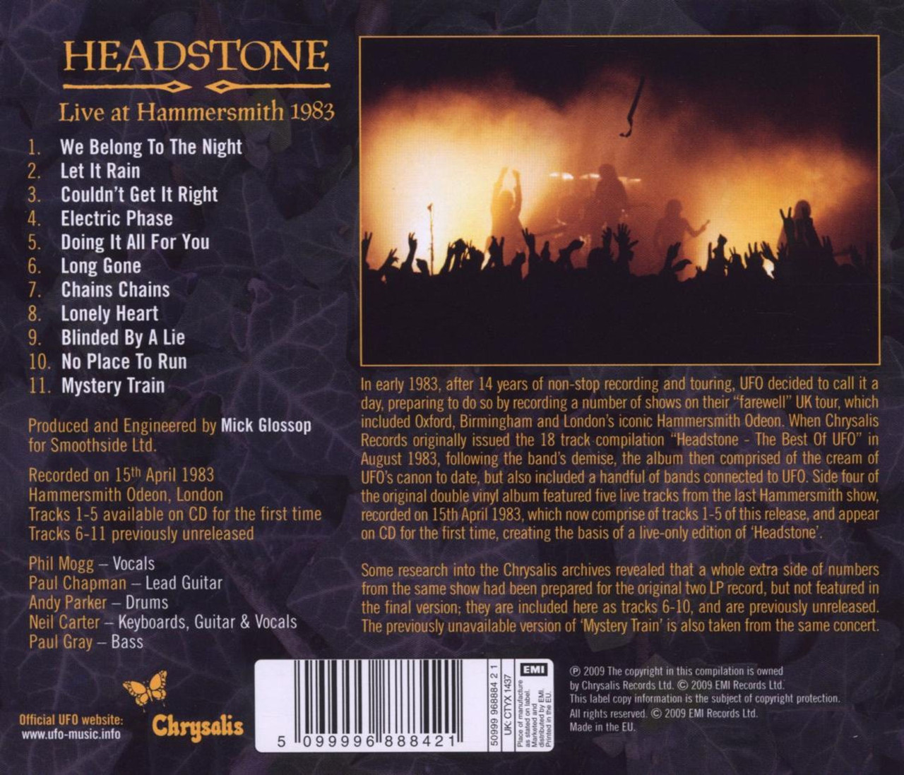 UFO 'Headstone Live At Hammersmith' CD Jewel Case
