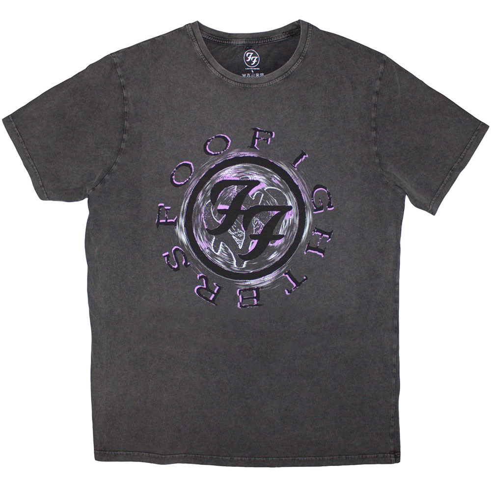 Foo Fighters 'Wheel Logo Shadow' (Stone Wash) Limited Edition T-Shirt