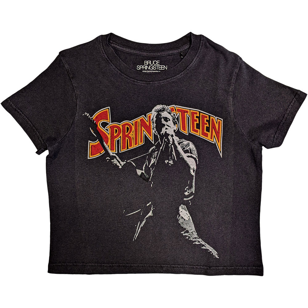 Bruce Springsteen 'Stage Pose' (Black) Eco Womens Crop Top