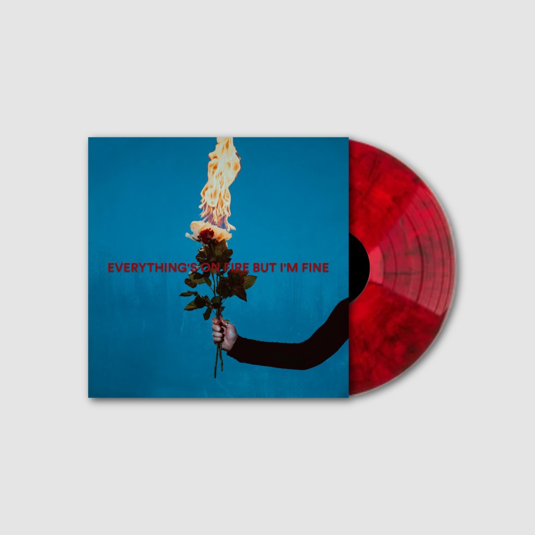 As December Falls 'Everything's On Fire But I'm Fine' LP Red Marble Vinyl