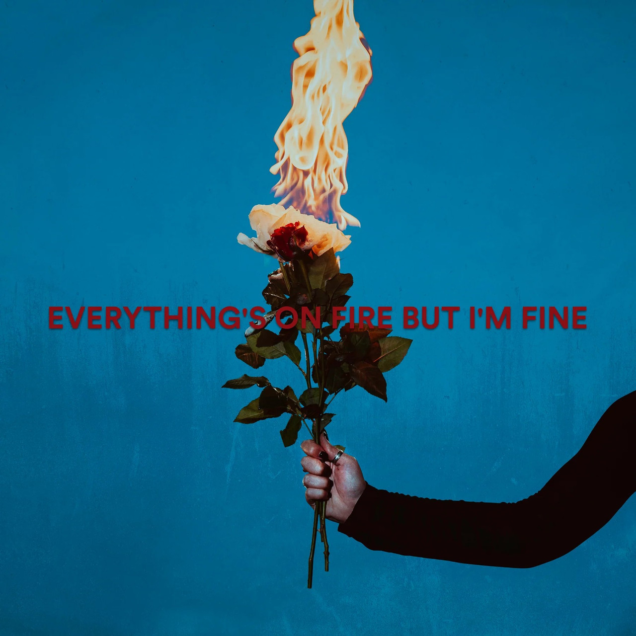 As December Falls 'Everything's On Fire But I'm Fine' LP Blue Red Split Splatter Vinyl