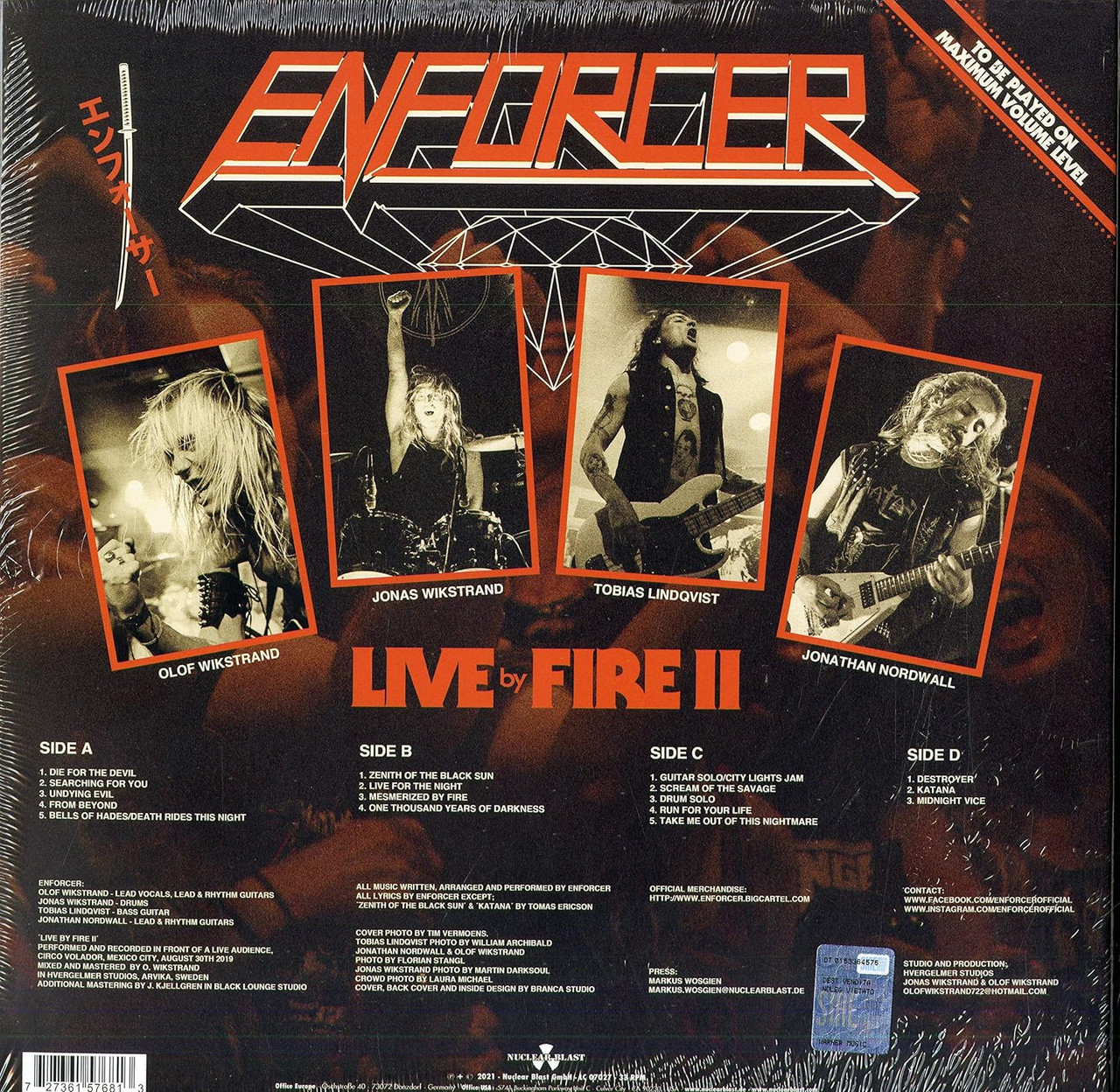 Enforcer 'Live By Fire II' 2LP Black Vinyl
