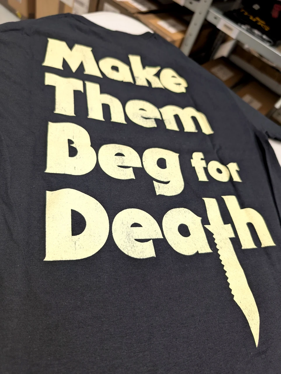 Dying Fetus 'Make Them Beg For Death' (Black) T-Shirt back print close up 1