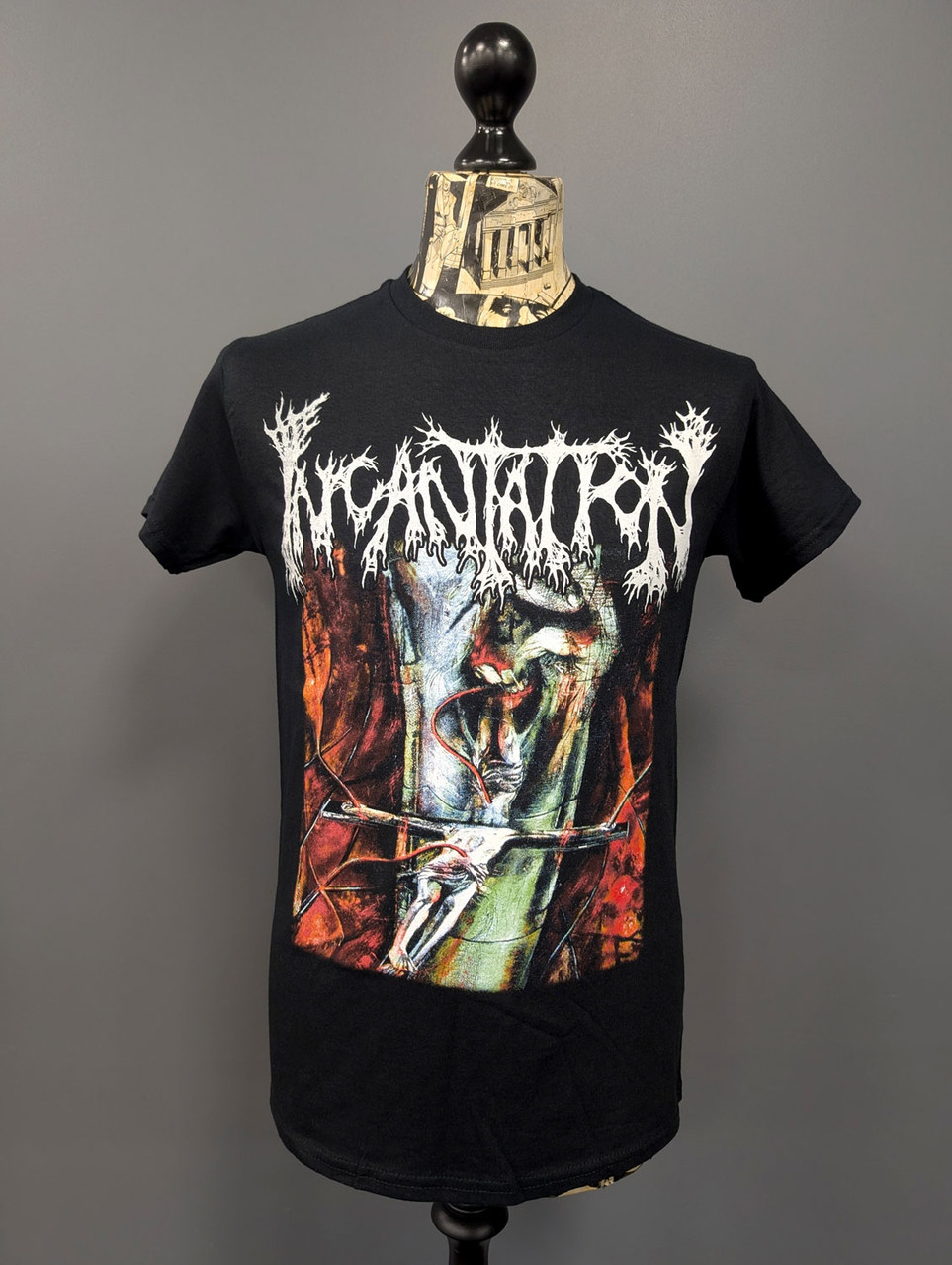 Incantation 'Onward to Golgotha' (Black) T-Shirt on a mannequin