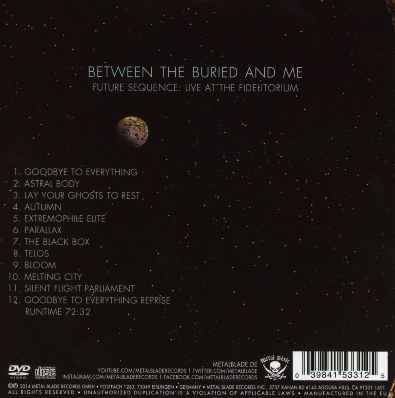 Between The Buried And Me 'Future Sequence: Live At The Fidelitorium' CD / DVD