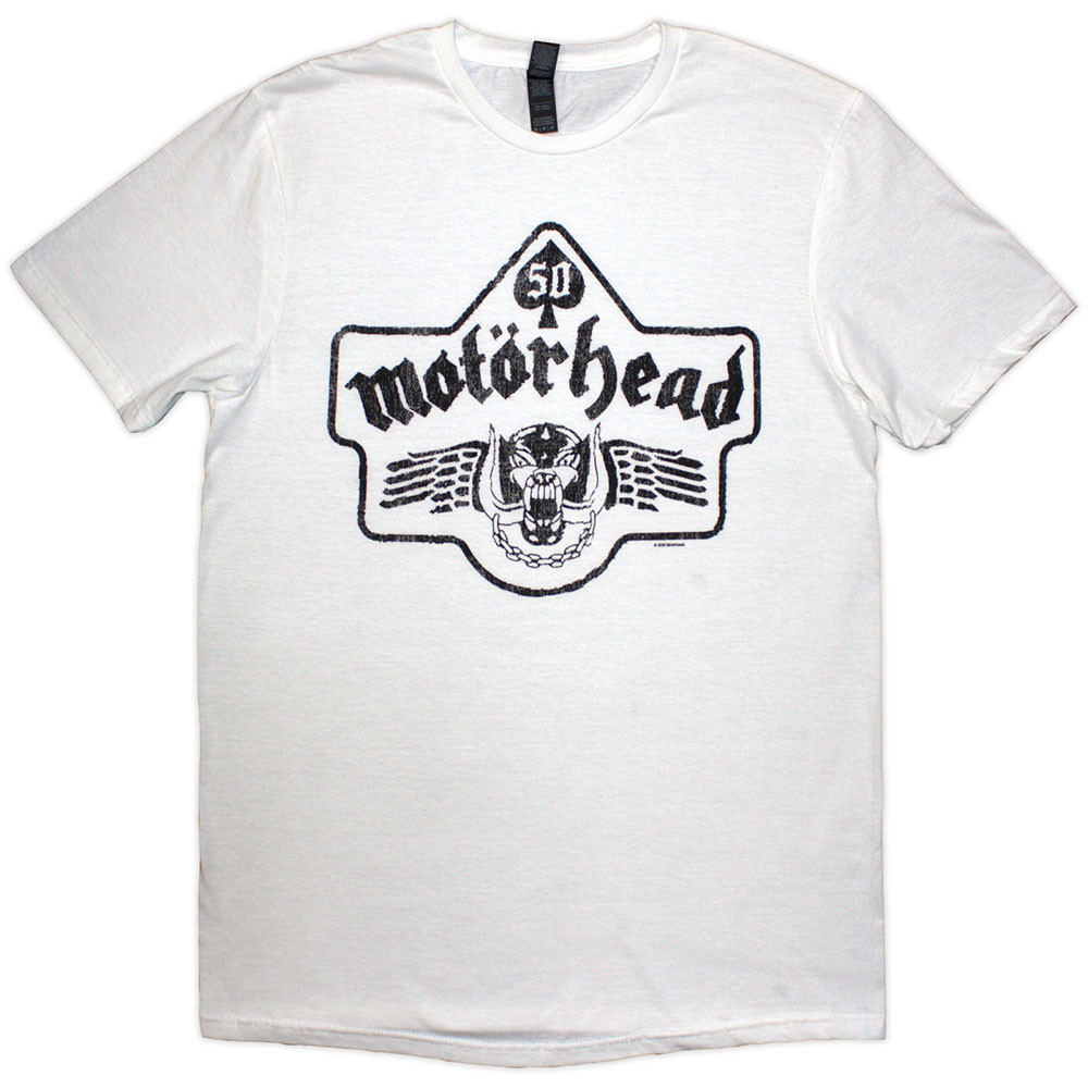 Motorhead '50 Years Ace Wings Emblem' (White) T-Shirt