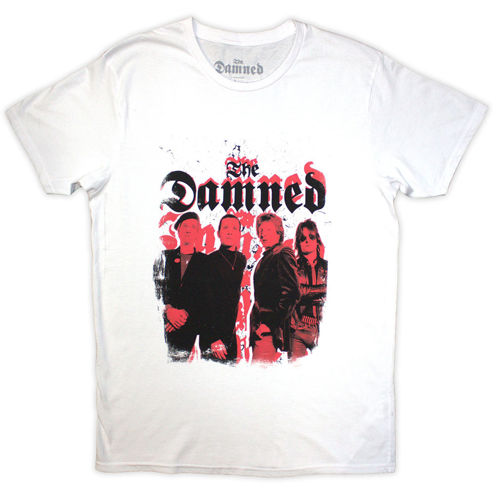 The Damned 'Repeat Logo Photo' (White) T-Shirt
