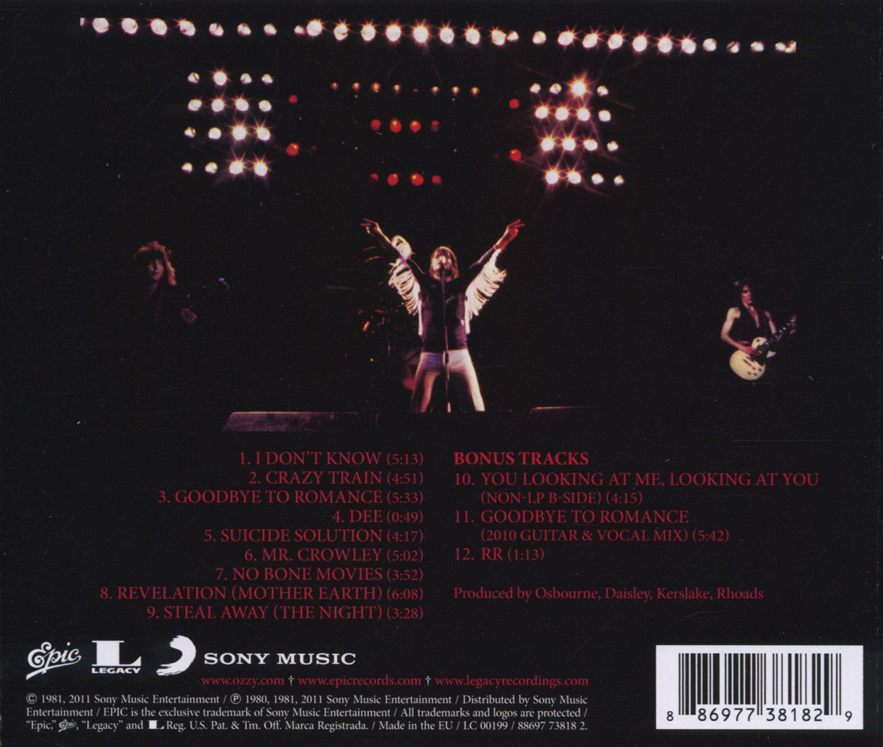 Ozzy Osbourne 'Blizzard Of Ozz' (Expanded) CD Jewel Case