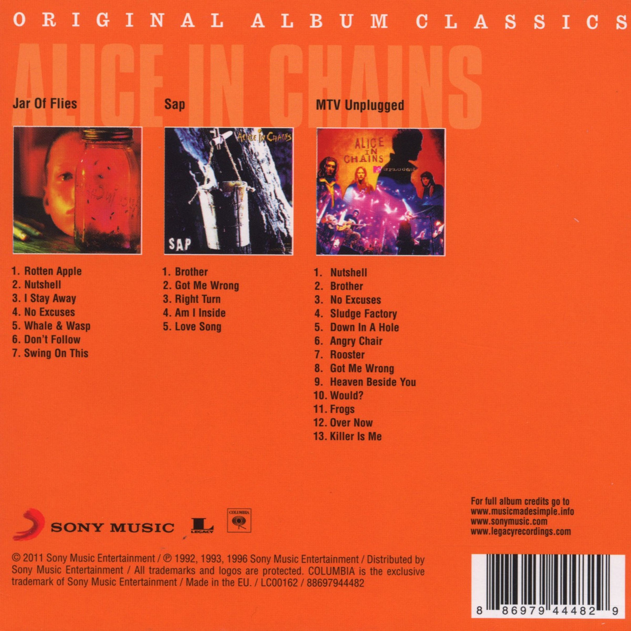 Alice In Chains 'Original Album Classics' 3CD Set