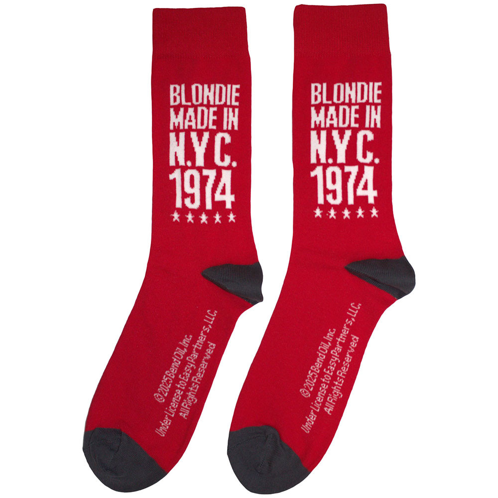 Blondie 'Made In NYC '74' (Red) Socks (One Size = UK 7-11) BACK