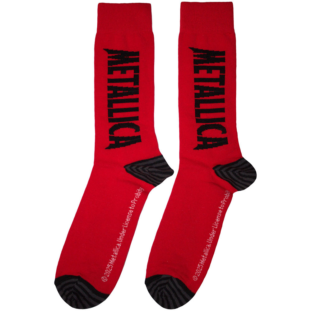 Metallica 'Stressed Logo' (Red) Socks (One Size = UK 7-11)