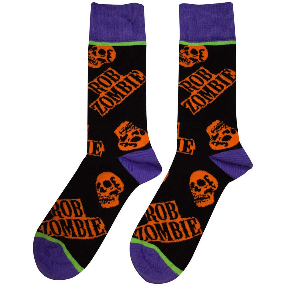 Rob Zombie 'Orange Skulls' (Multicolour) Socks (One Size = UK 7-11)