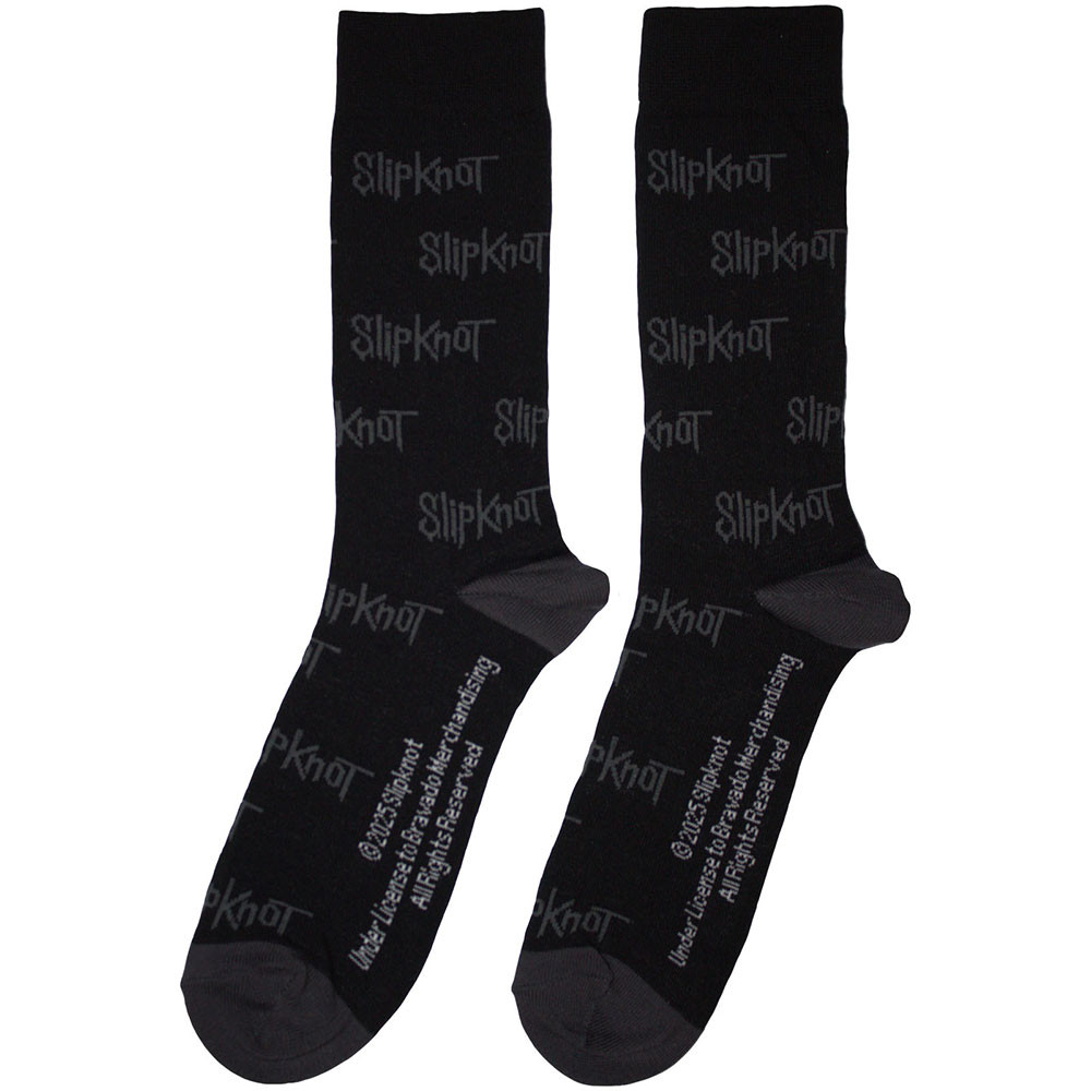 Slipknot 'All Over Print Logos' (Black) Socks (One Size = UK 7-11) BACK
