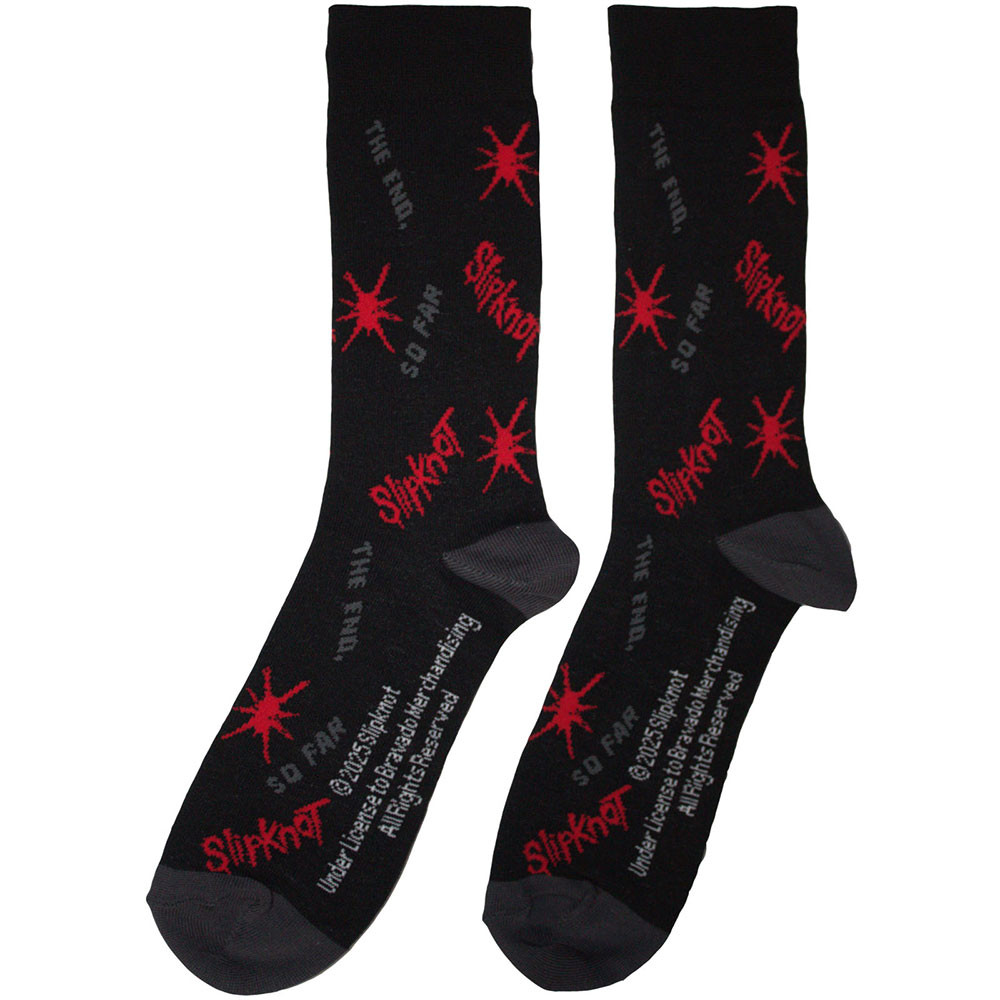 Slipknot 'All Over Print Splat The End, So Far' (Black) Socks (One Size = UK 7-11) BACK